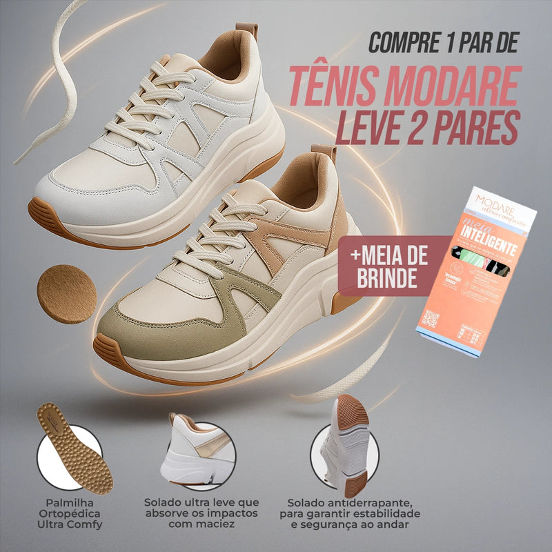 Compre 1 Leve 2 Tênis Ortopédico Modare + Meia Inteligente - [Liquidação]